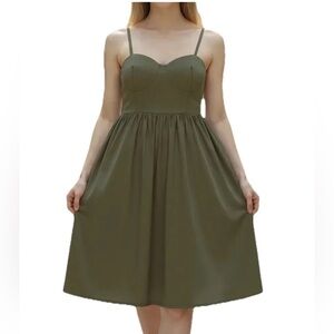 NWT Rewash Small Olive Green Molded Cup Dress Spaghetti Adjustable Strap Casual